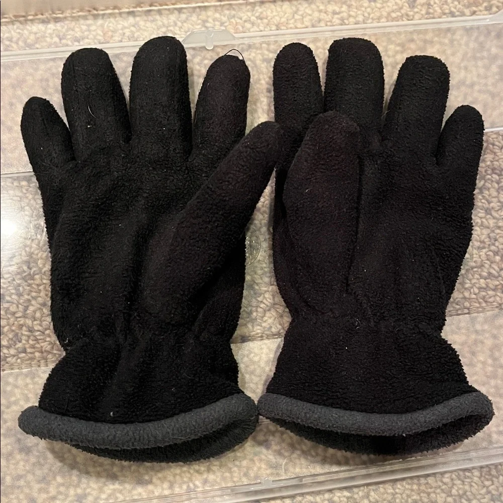 Air Jordan Polartec fleece gloves elastic wrist age 4-7 black gray girl boy VGUC